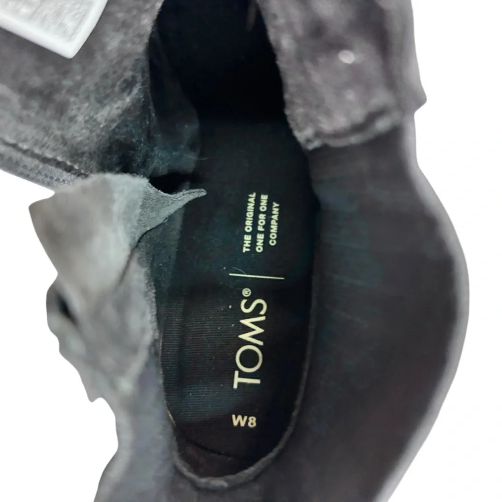 TOMS Shoes Suede Wedge Ankle Booties Gray Women's US 8